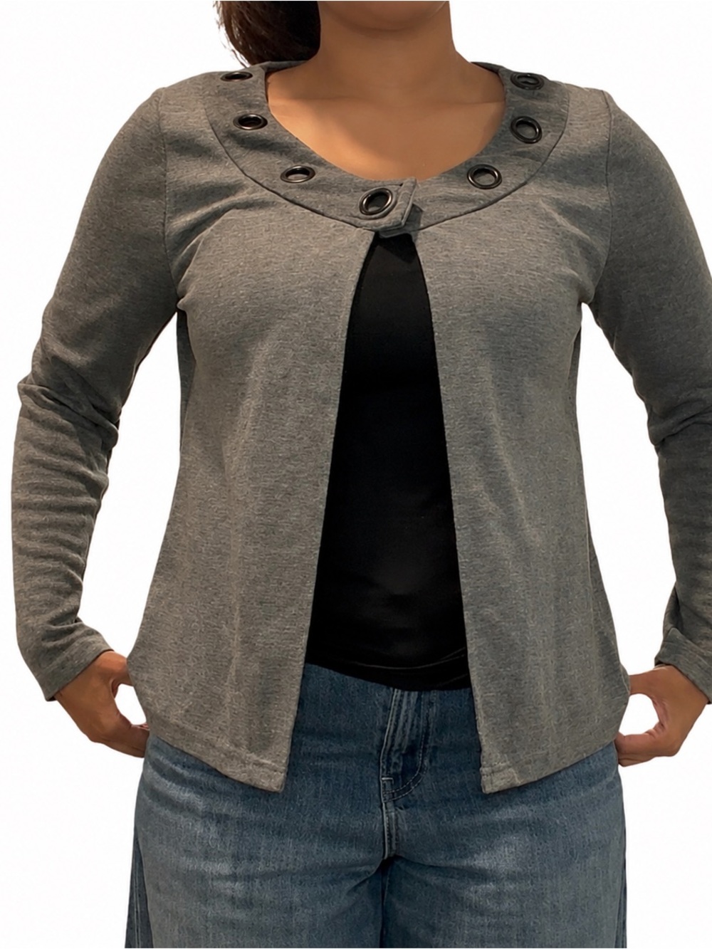 Women’s Grey Single-Button Cardigan